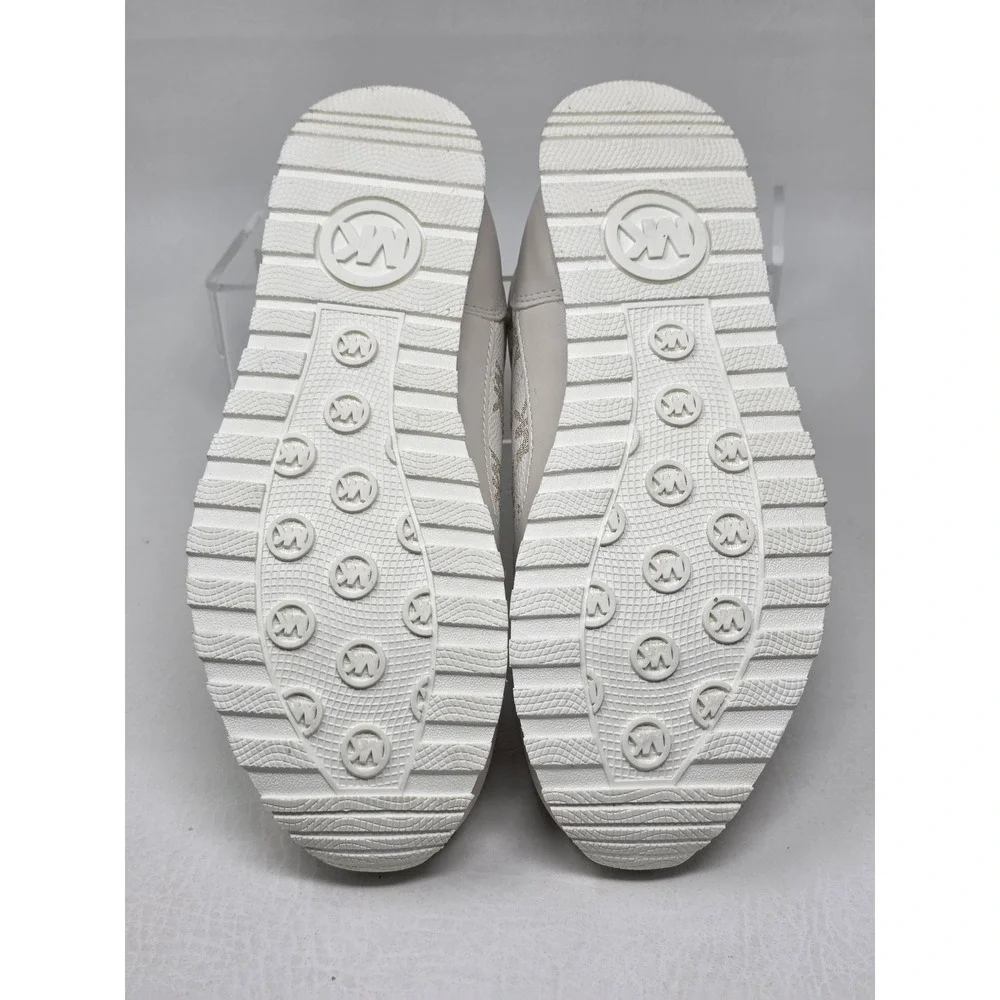 Michael Kors Landry Womens Size 5 Sneakers Cream Gold MK Logo Low Top Shoes New